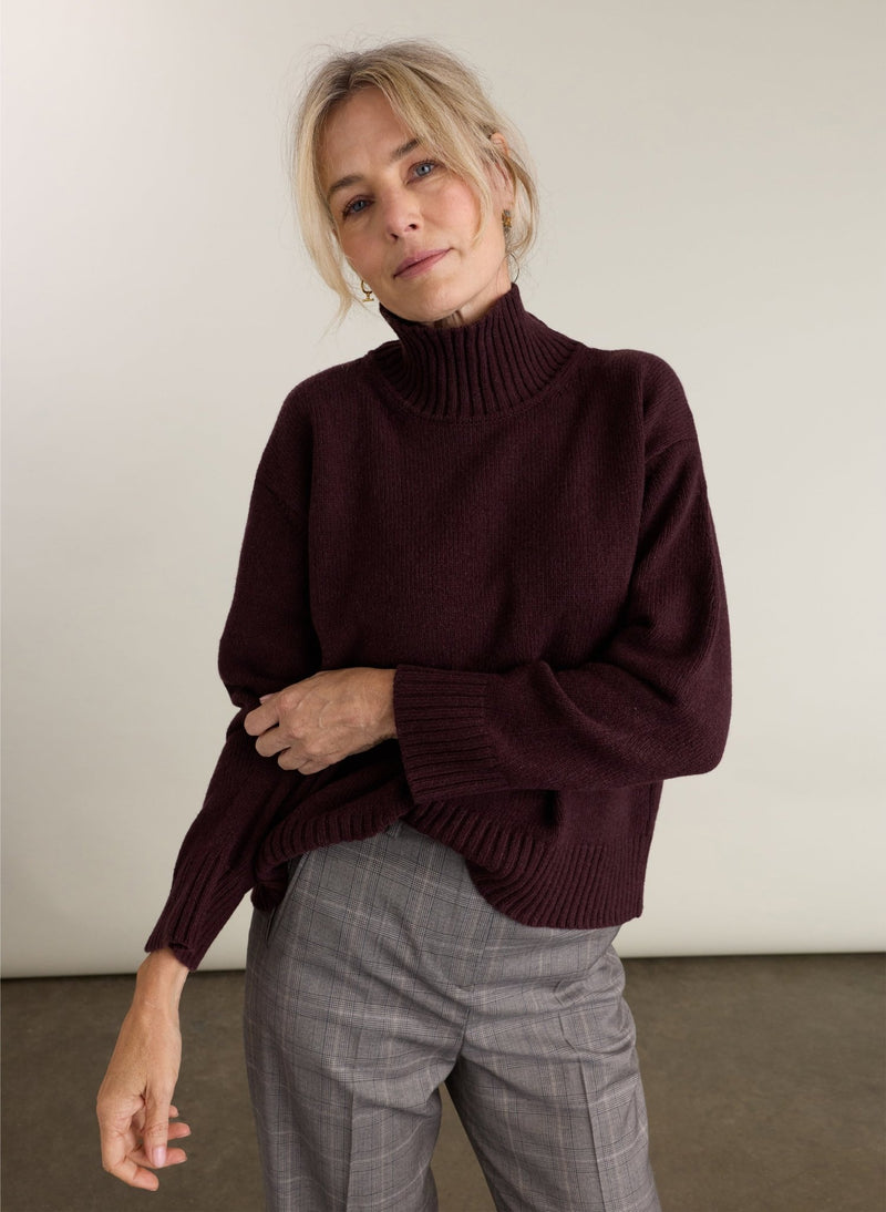 Bella Cashmere Turtleneck Jumper - Plum Baukjen