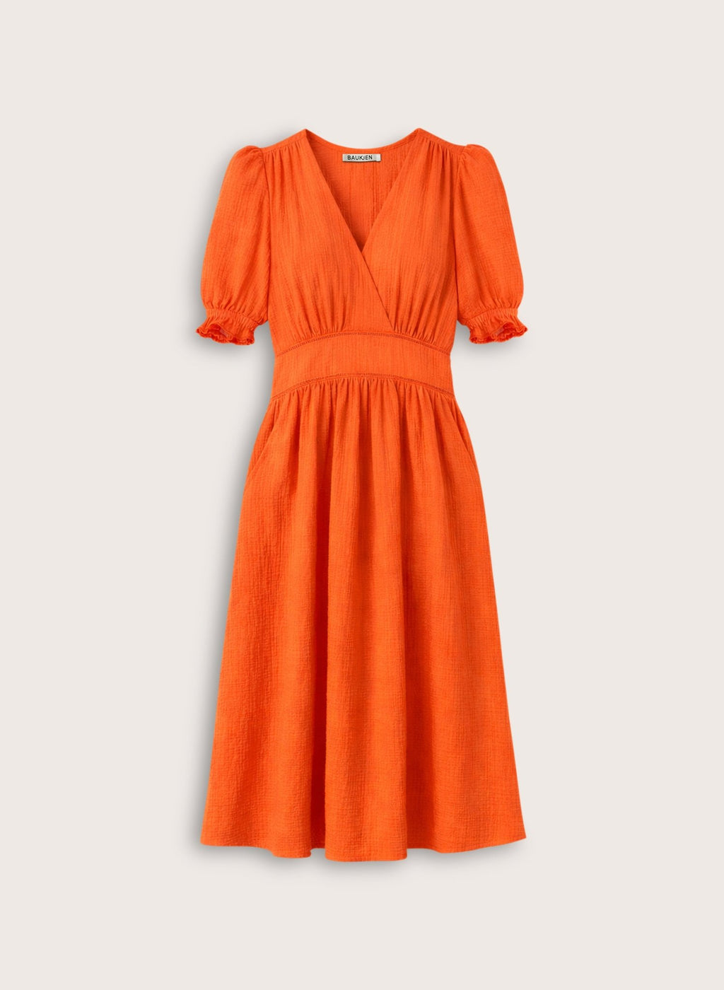 Bella Organic Cheesecloth Midi Dress - Tangerine Baukjen