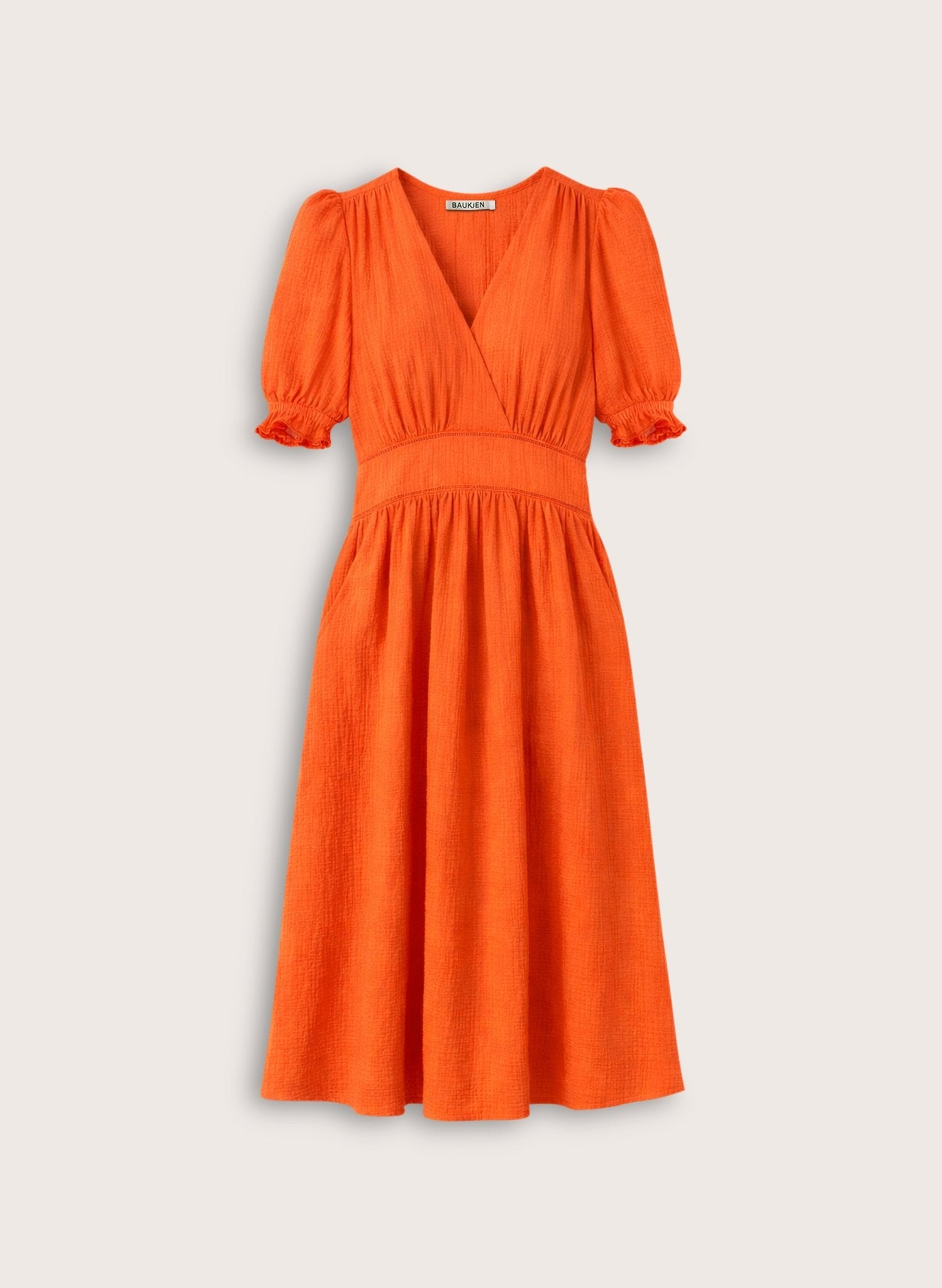 Bella Organic Cheesecloth Midi Dress - Tangerine Baukjen