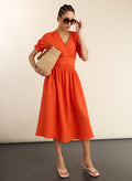 Bella Organic Cheesecloth Midi Dress - Tangerine Baukjen