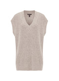 Bella Recycled Wool Knitted Vest - Natural Fleck Baukjen