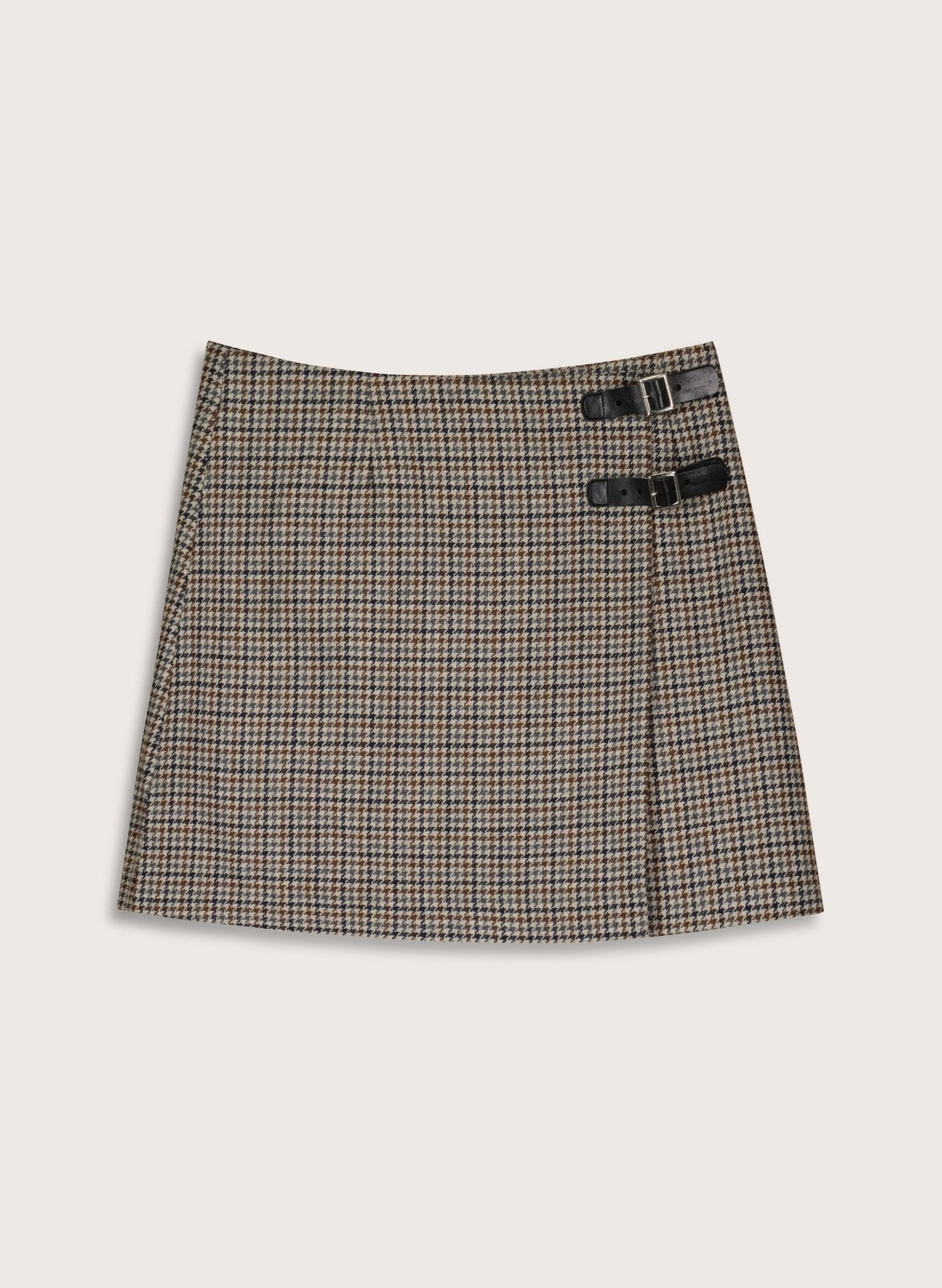 Blaine Wool Blend Kilt - Neutral Puppytooth Check Baukjen