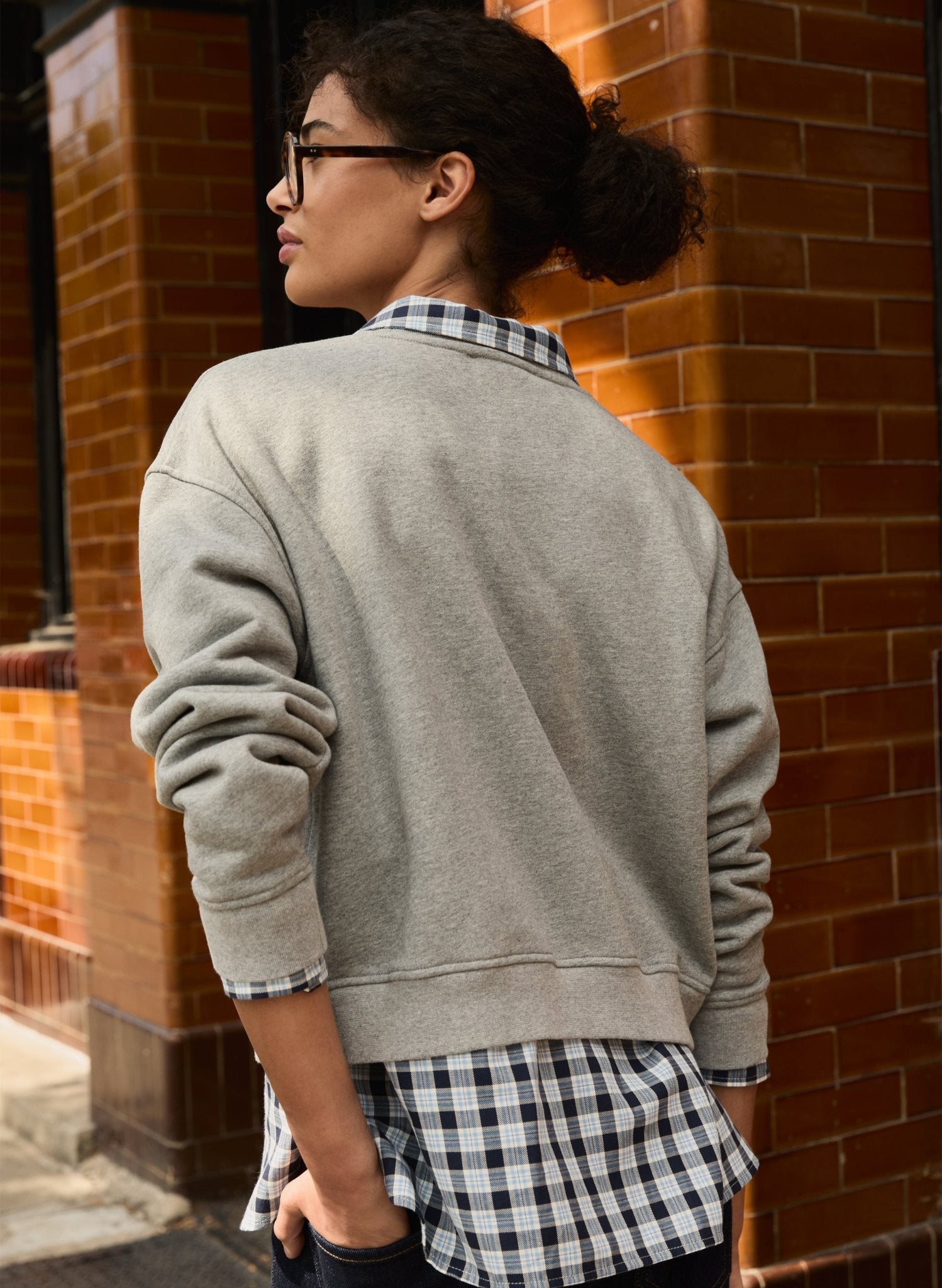 Blake Organic Cotton Cropped Sweatshirt - Grey Marl Baukjen