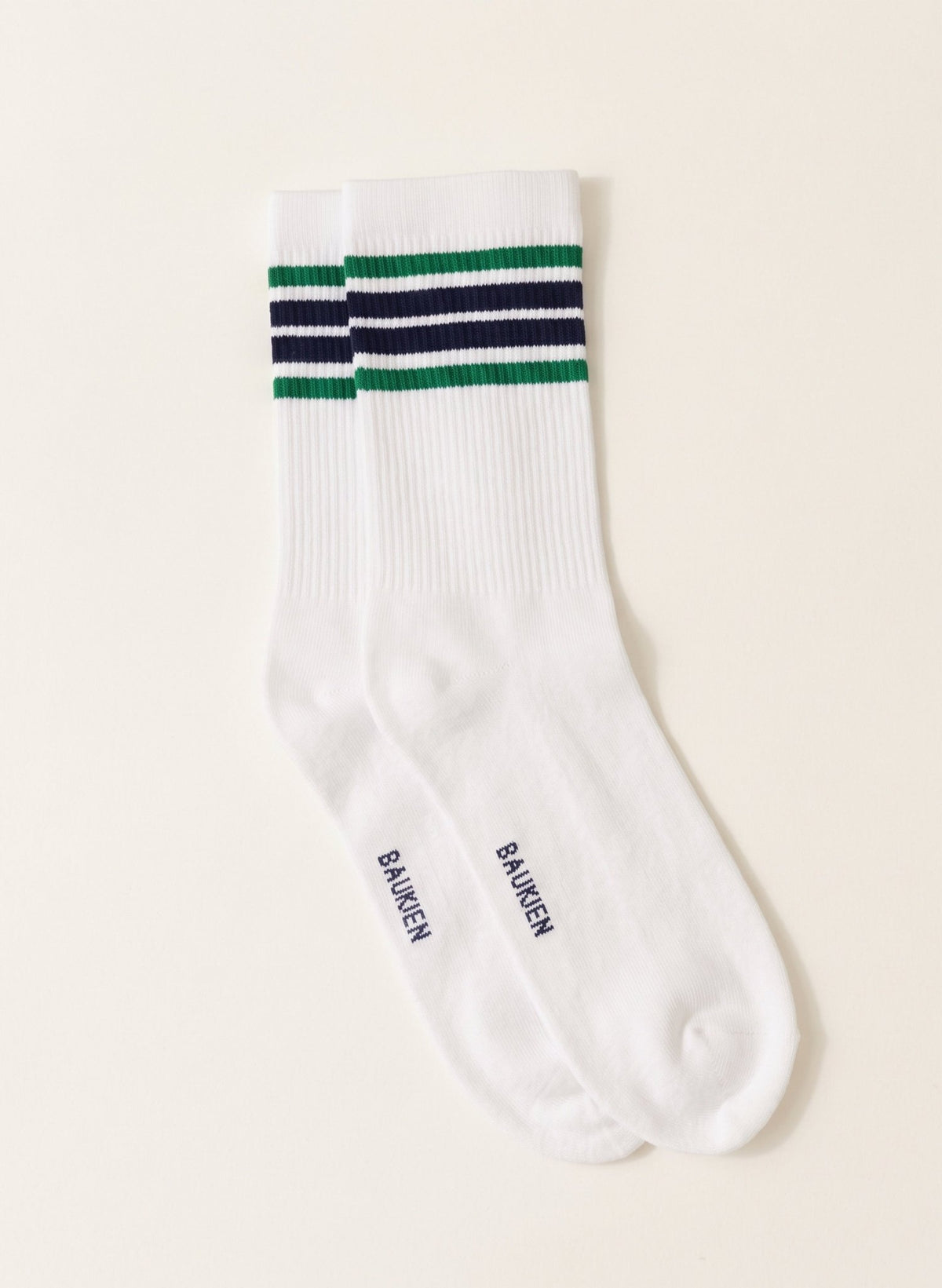 Brennan Organic Cotton Socks - White, Green & Indigo Baukjen