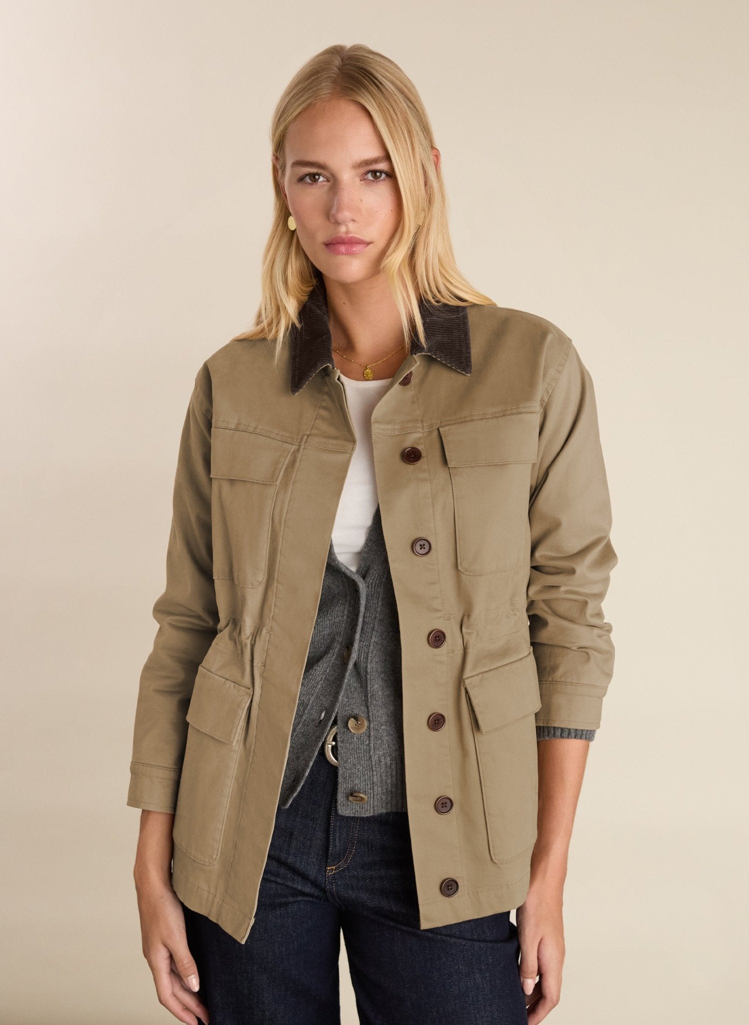 Bridie Organic Cotton Barn Jacket - Sand Baukjen