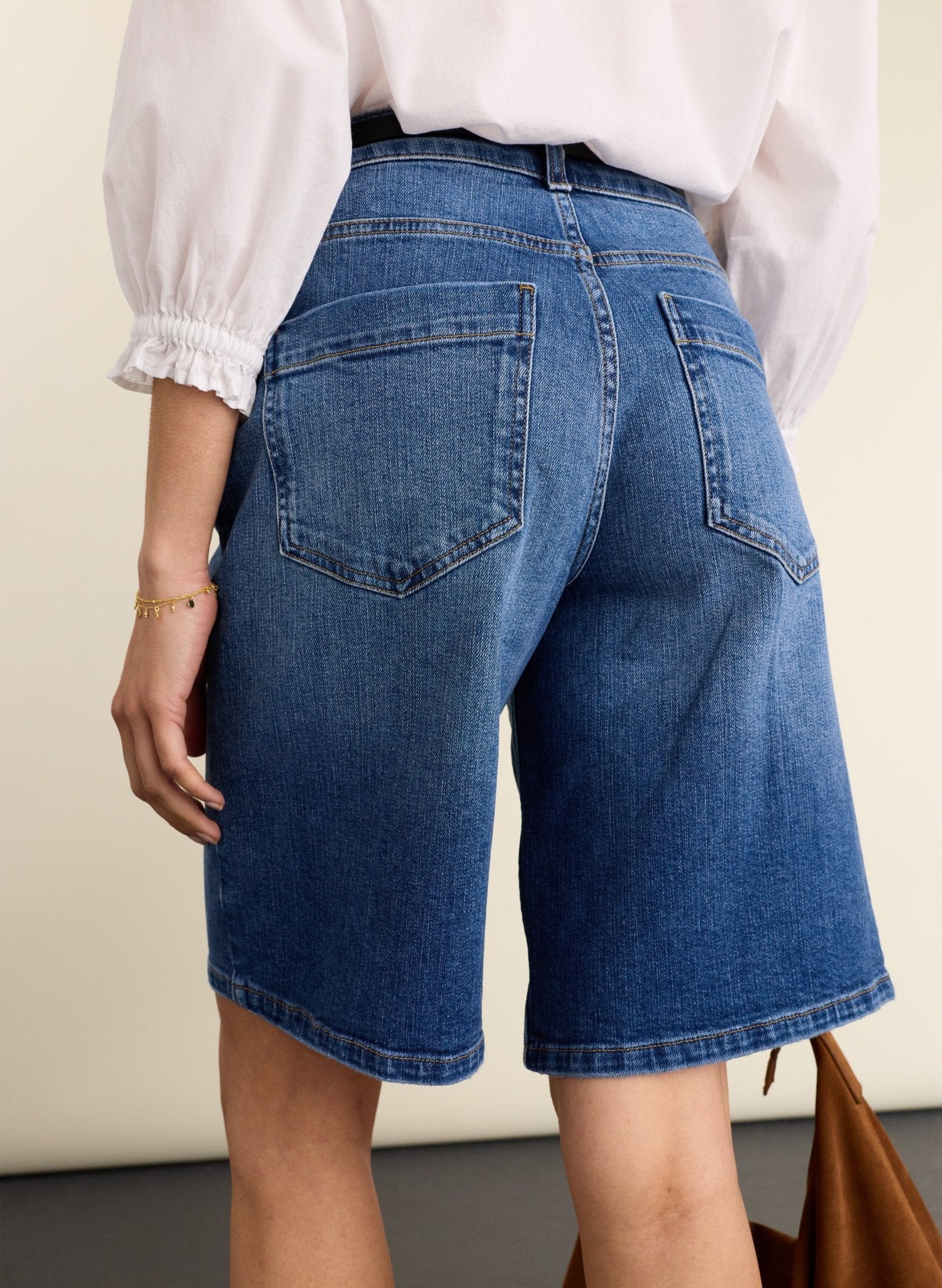 Britney Organic Cotton Stretch Denim Shorts - Washed Indigo Baukjen