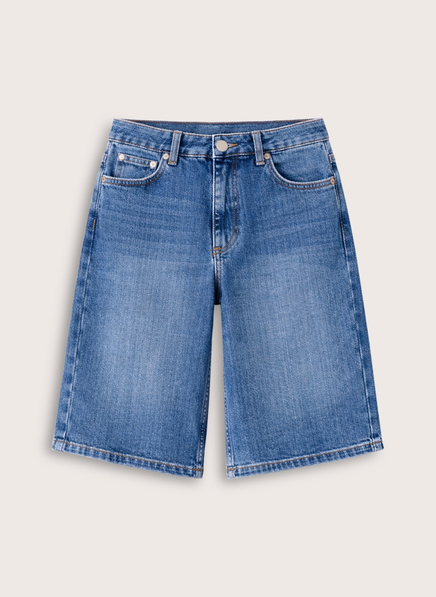 Britney Organic Cotton Stretch Denim Shorts - Washed Indigo Baukjen