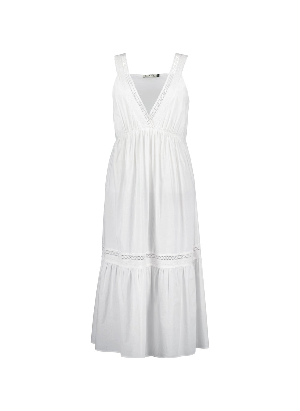 Brittany Organic Cotton Broderie Detail Nightgown - Soft White Baukjen