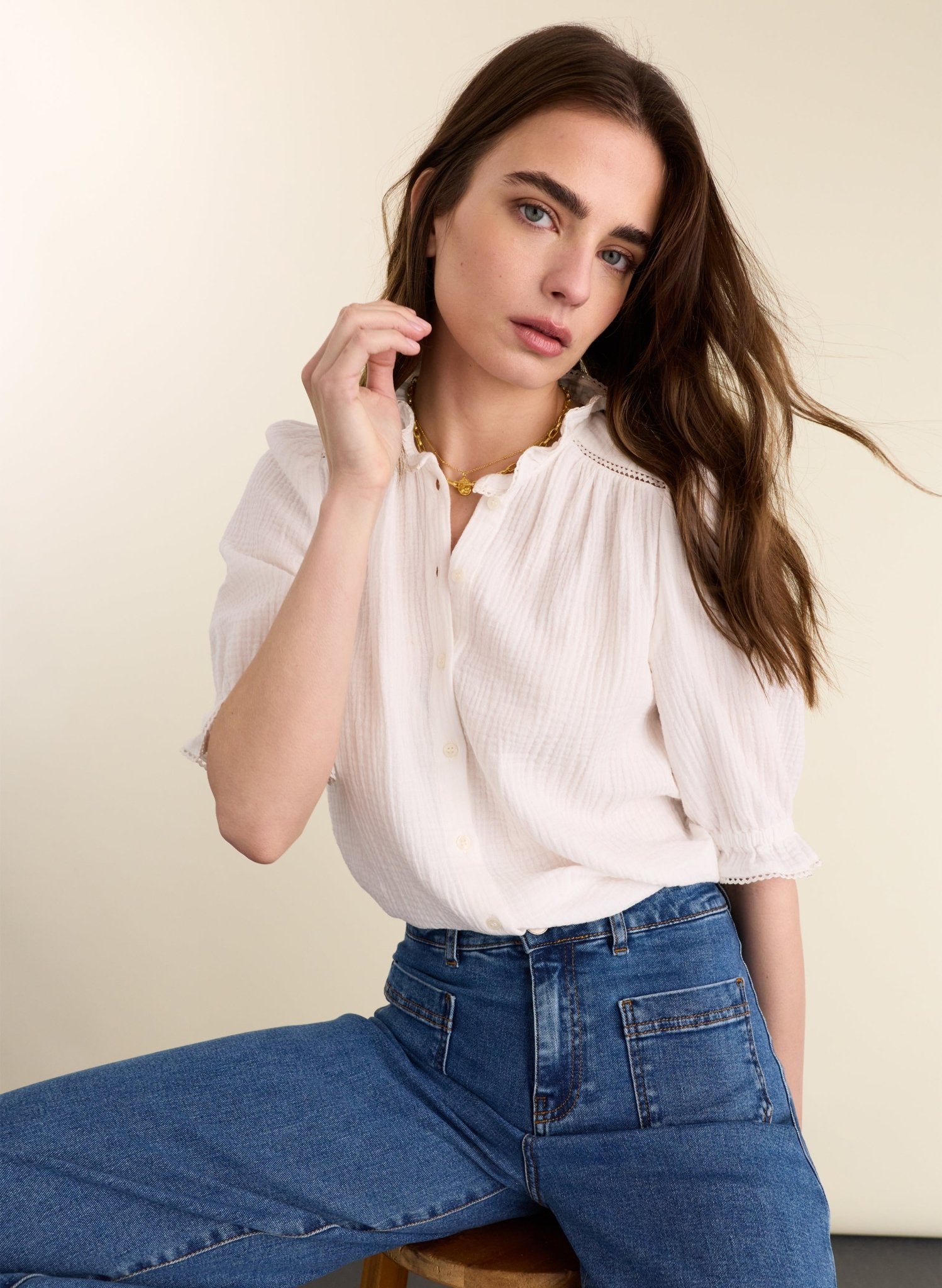 Bryony Organic Cheesecloth Blouse - Pure White Baukjen