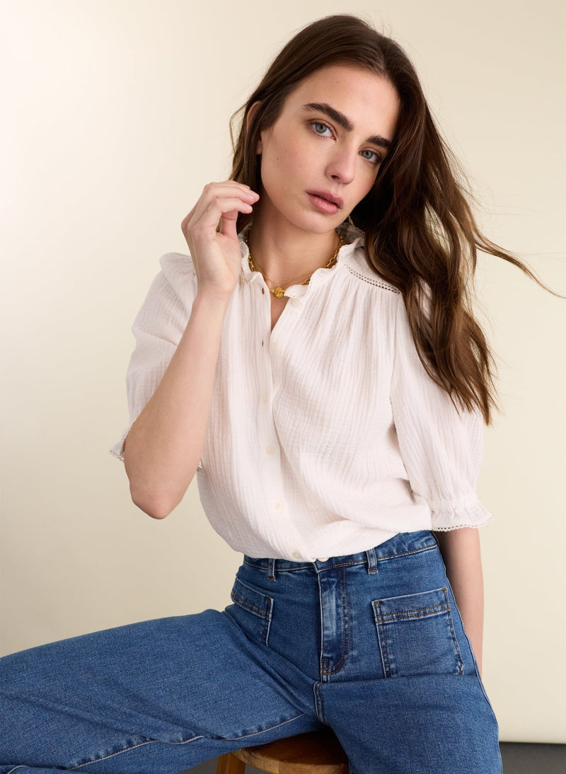Bryony Organic Cheesecloth Blouse - Pure White Baukjen