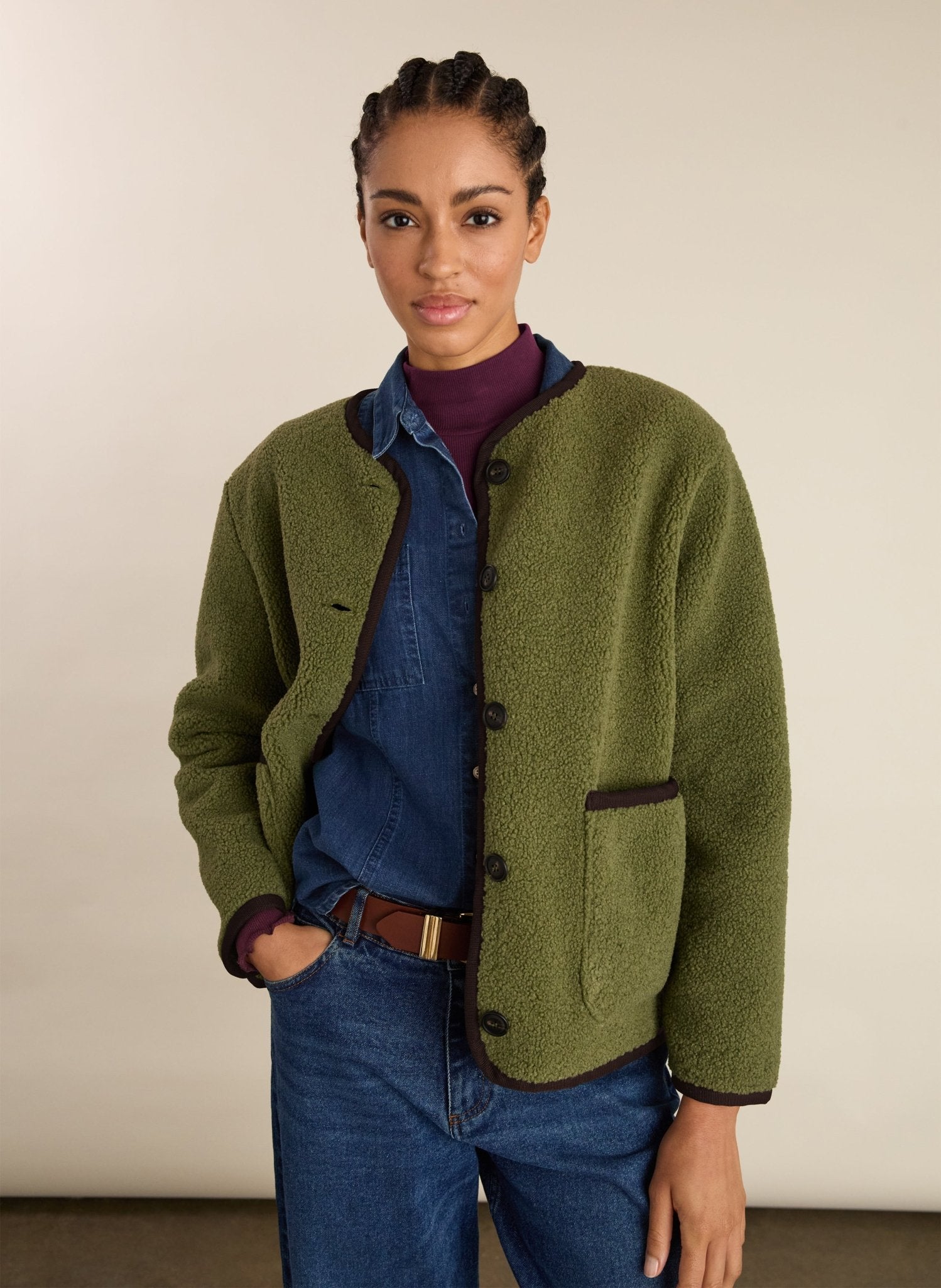 Caitlin Recycled Fleece - Khaki Baukjen