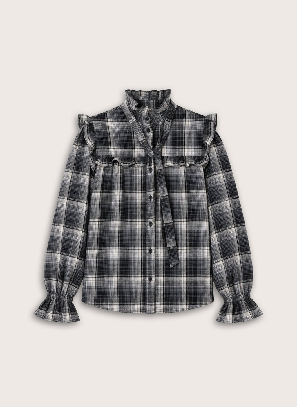 Cara Check Blouse - Grey Check Baukjen