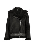 Carey Shearling Aviator Jacket - Caviar Black Baukjen