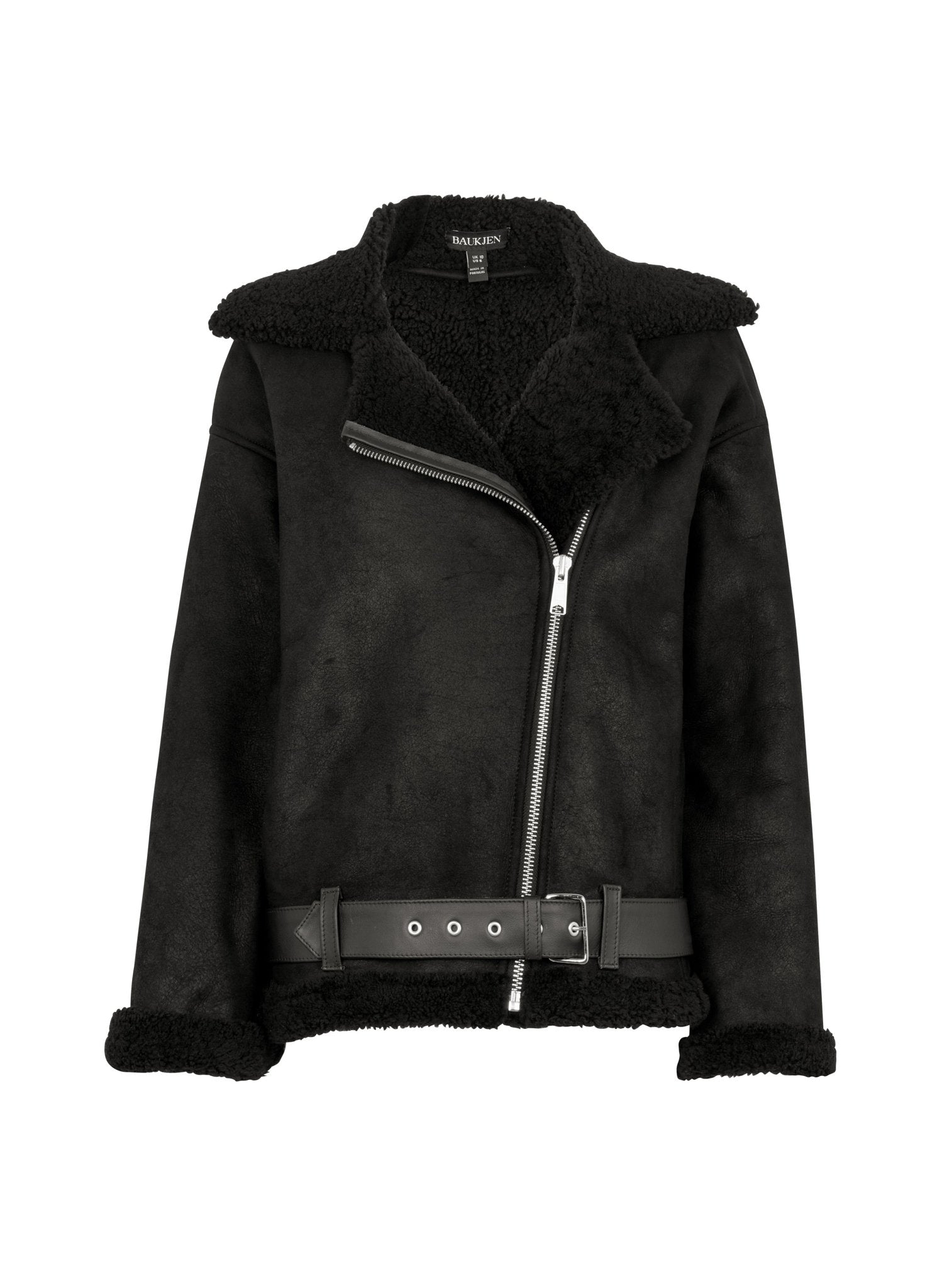 Carey Shearling Aviator Jacket - Caviar Black Baukjen