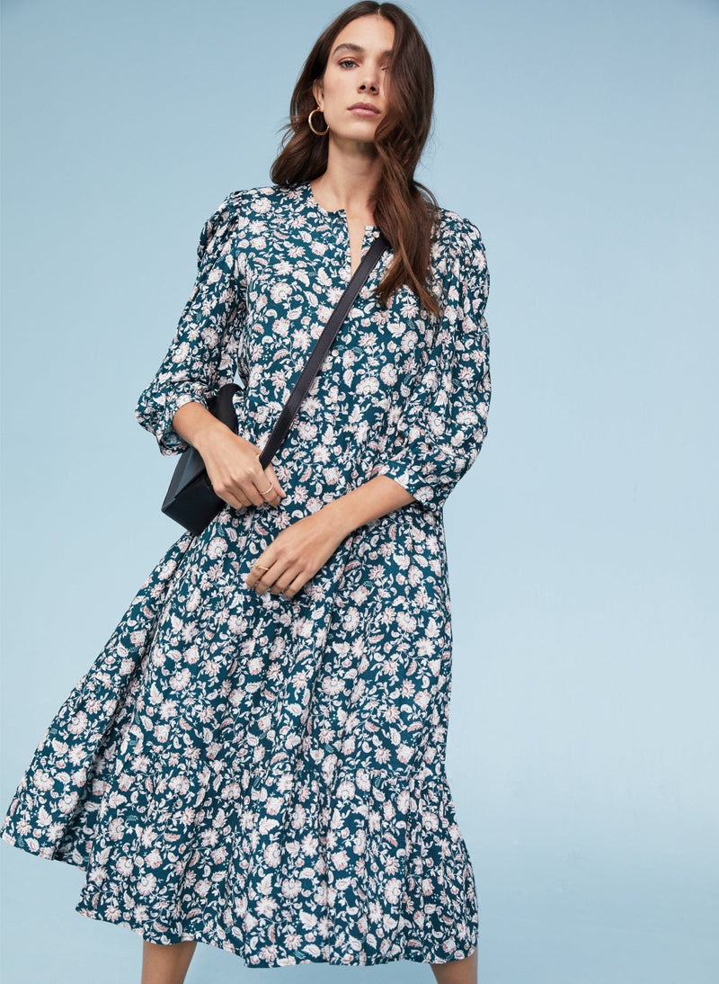 Carol Dress with LENZING™ ECOVERO™ - Dark Cedar Saraca Baukjen