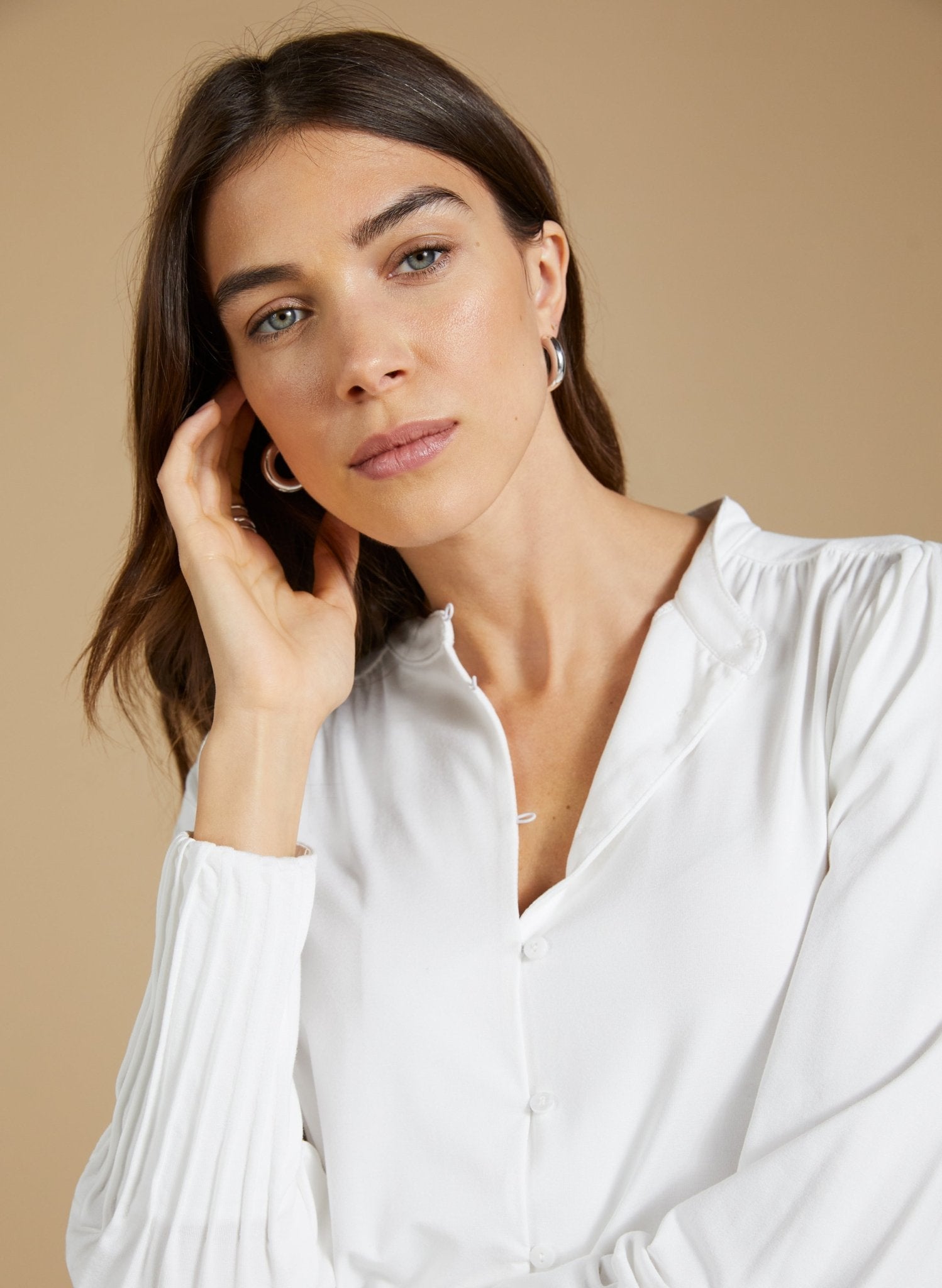 Caroline Button Detail Blouse - Pure White | Baukjen Caroline Button Detail Blouse - Pure White | Baukjen