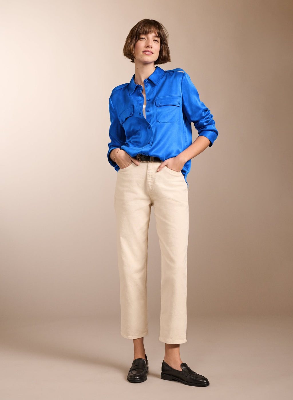 Carolyn Cupro Shirt - Azure Blue Baukjen