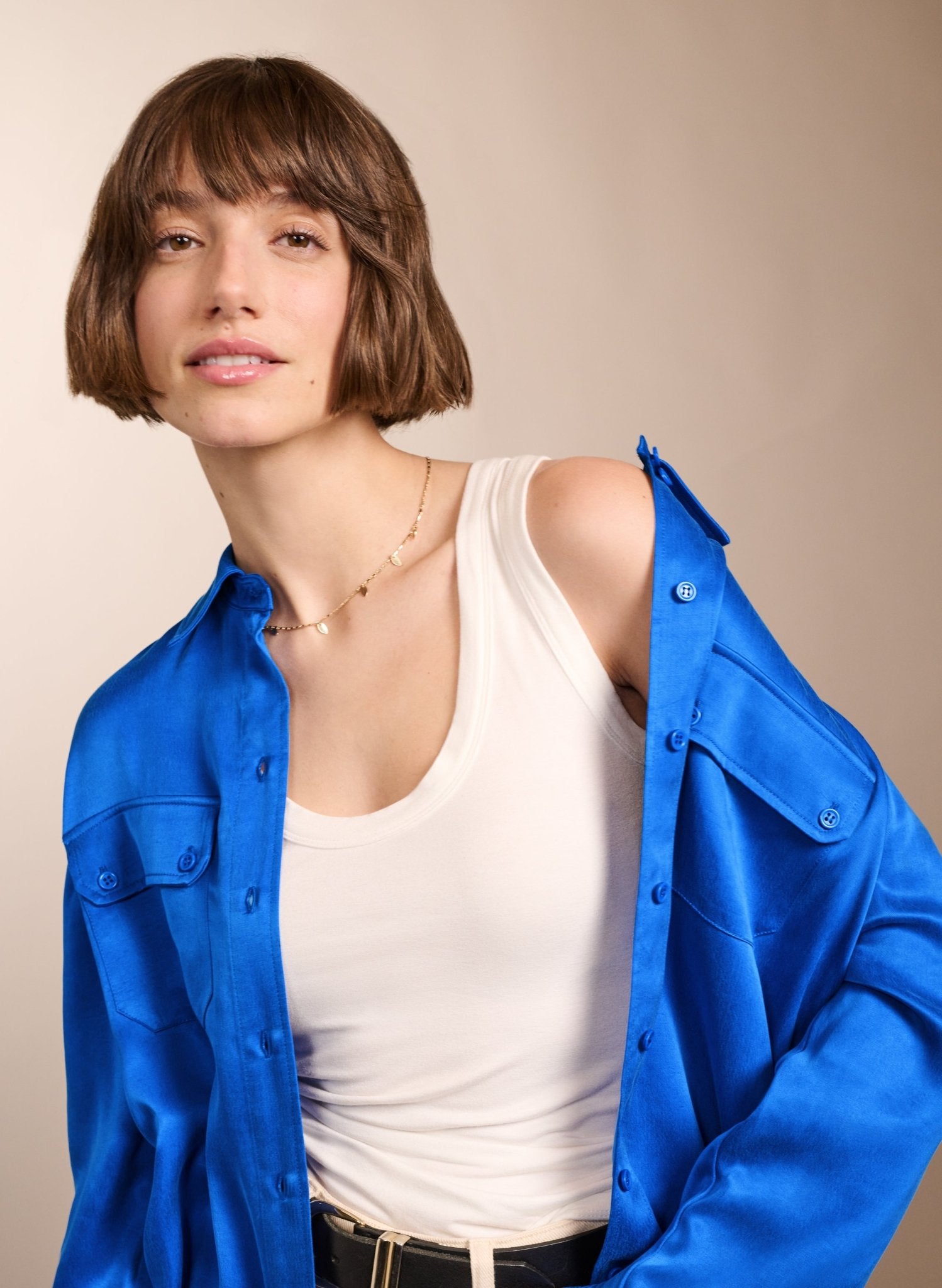 Carolyn Cupro Shirt - Azure Blue Baukjen