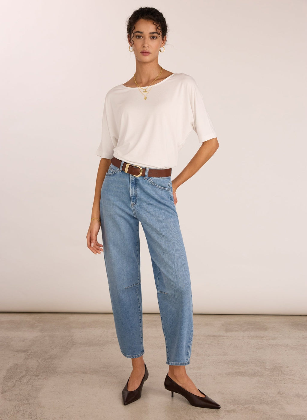 Carrie Relaxed Boat Neck Tee - Pure White Baukjen