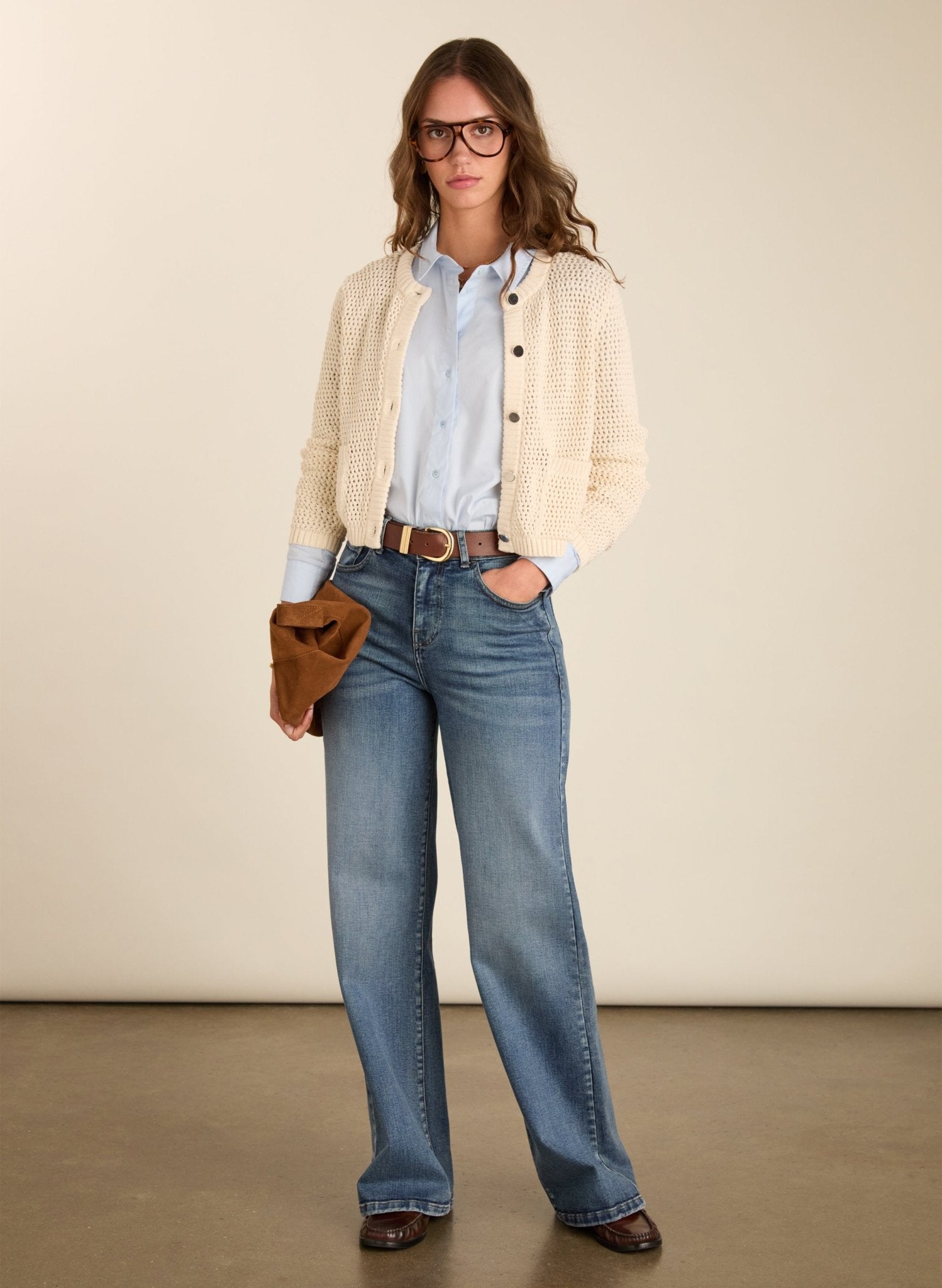 Catarina Ecotec Cropped Knitted Jacket - Cream Baukjen