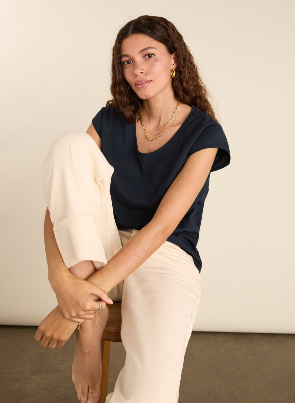 Catherine Organic Cotton Tee - Classic Navy Baukjen