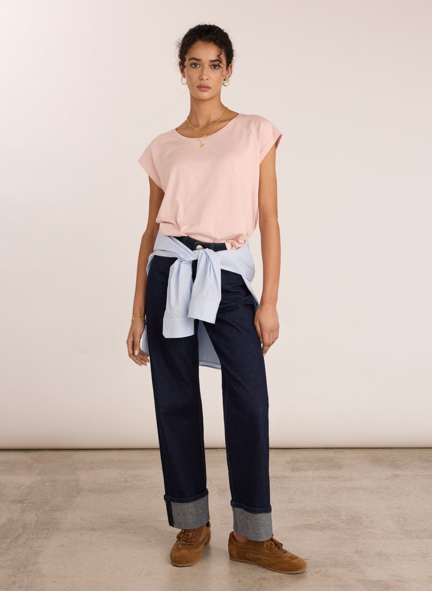 Catherine Organic Cotton Tee - Powder Pink Baukjen