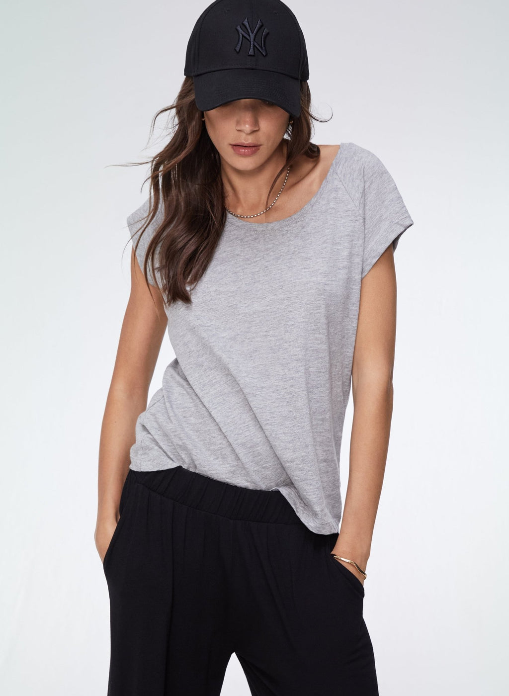 Catherine Organic Cotton Top - Grey Marl Baukjen