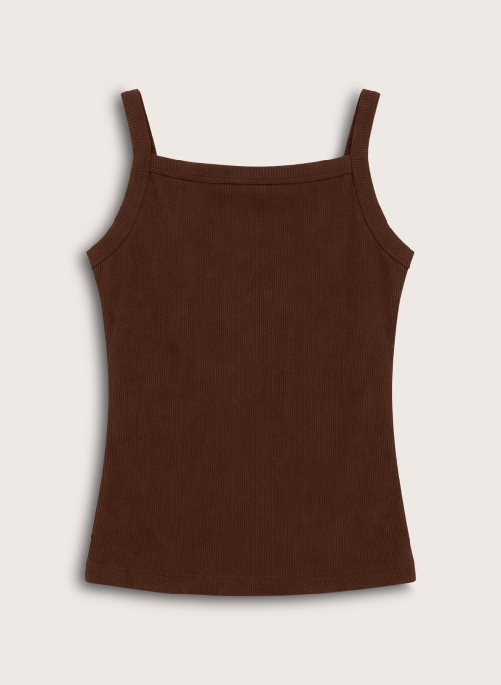 Cecilia Organic Cotton Rib Tank - Dark Chocolate Baukjen