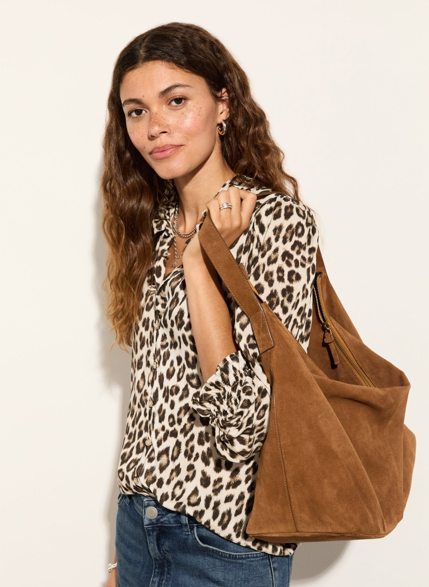 Cela Printed Blouse - Taupe Leopard Baukjen