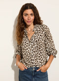 Cela Printed Blouse - Taupe Leopard Baukjen