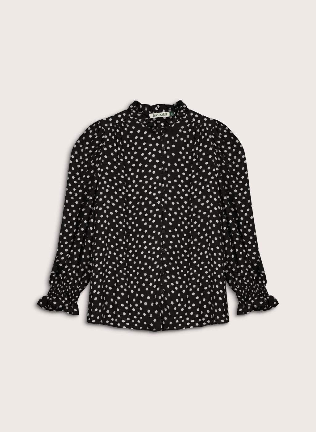 Cela Puff Sleeve Blouse - Black Polka Baukjen