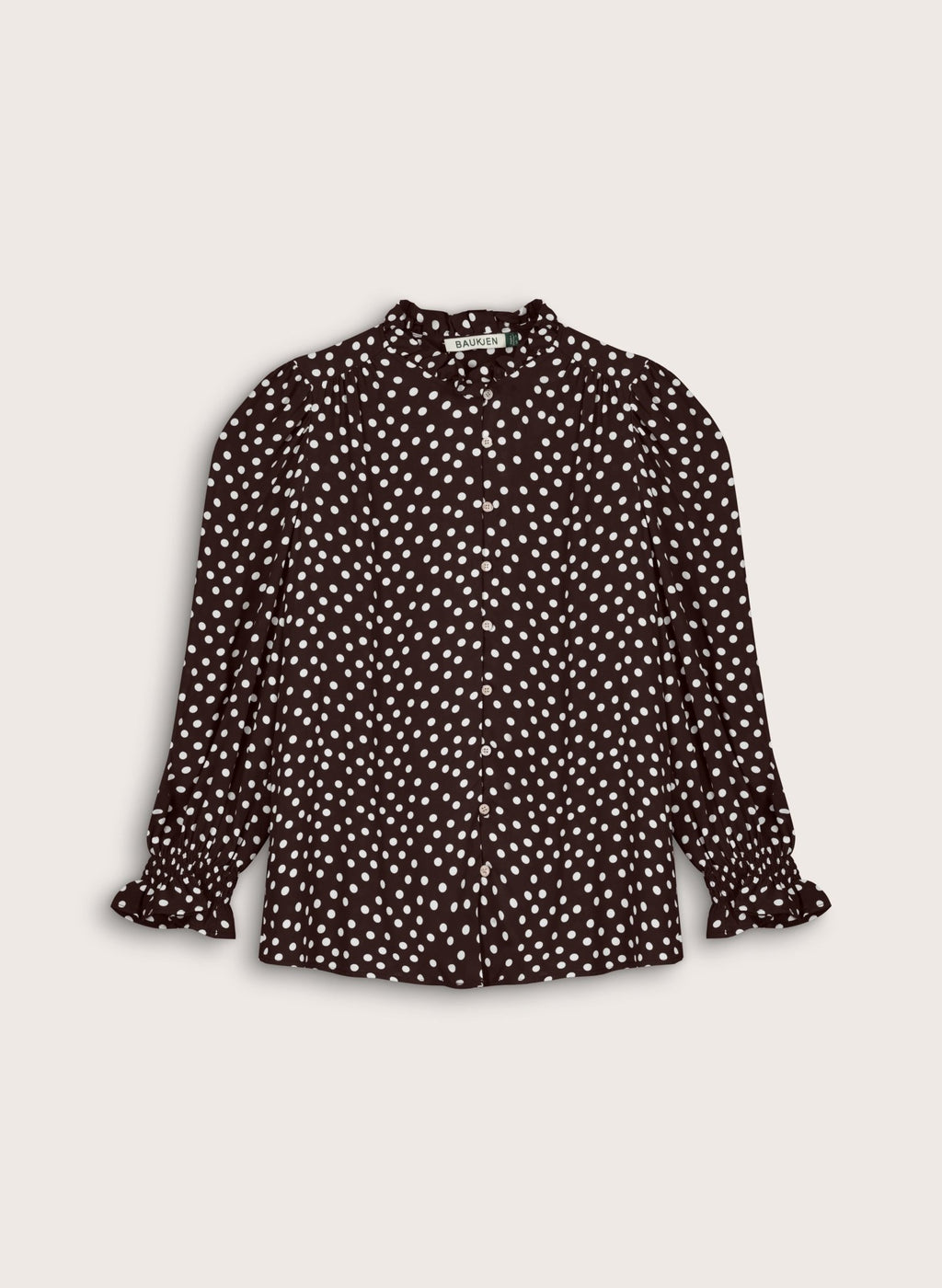 Cela Puff Sleeve Blouse - Dark Chocolate Polka Baukjen