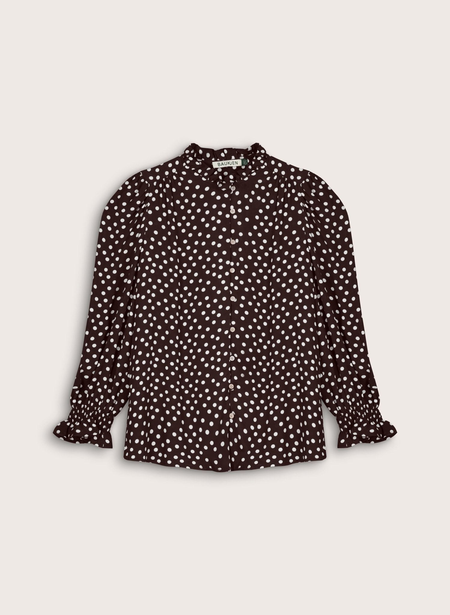 Cela Puff Sleeve Blouse - Dark Chocolate Polka Baukjen