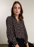 Cela Puff Sleeve Blouse - Dark Chocolate Polka Baukjen