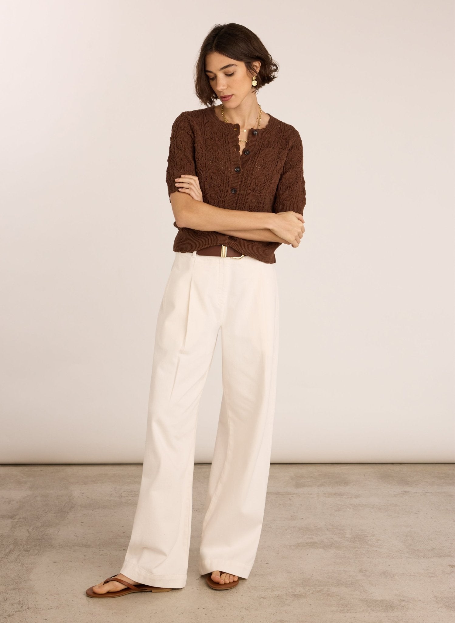 Celestia  Ecotec Crochet Cardigan - Chocolate Baukjen