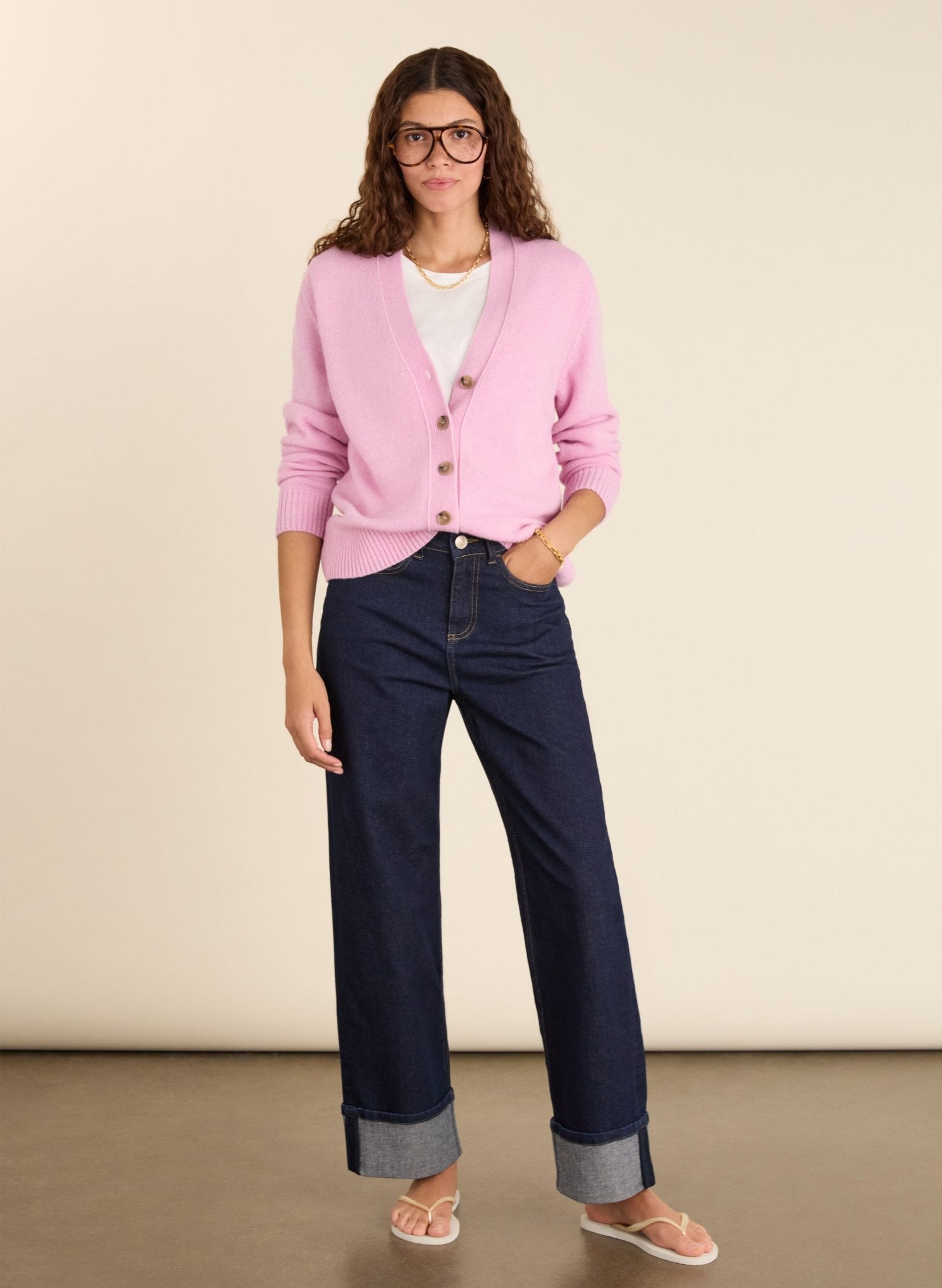 Celine V-neck Wool Blend Cardigan - Blossom | Baukjen