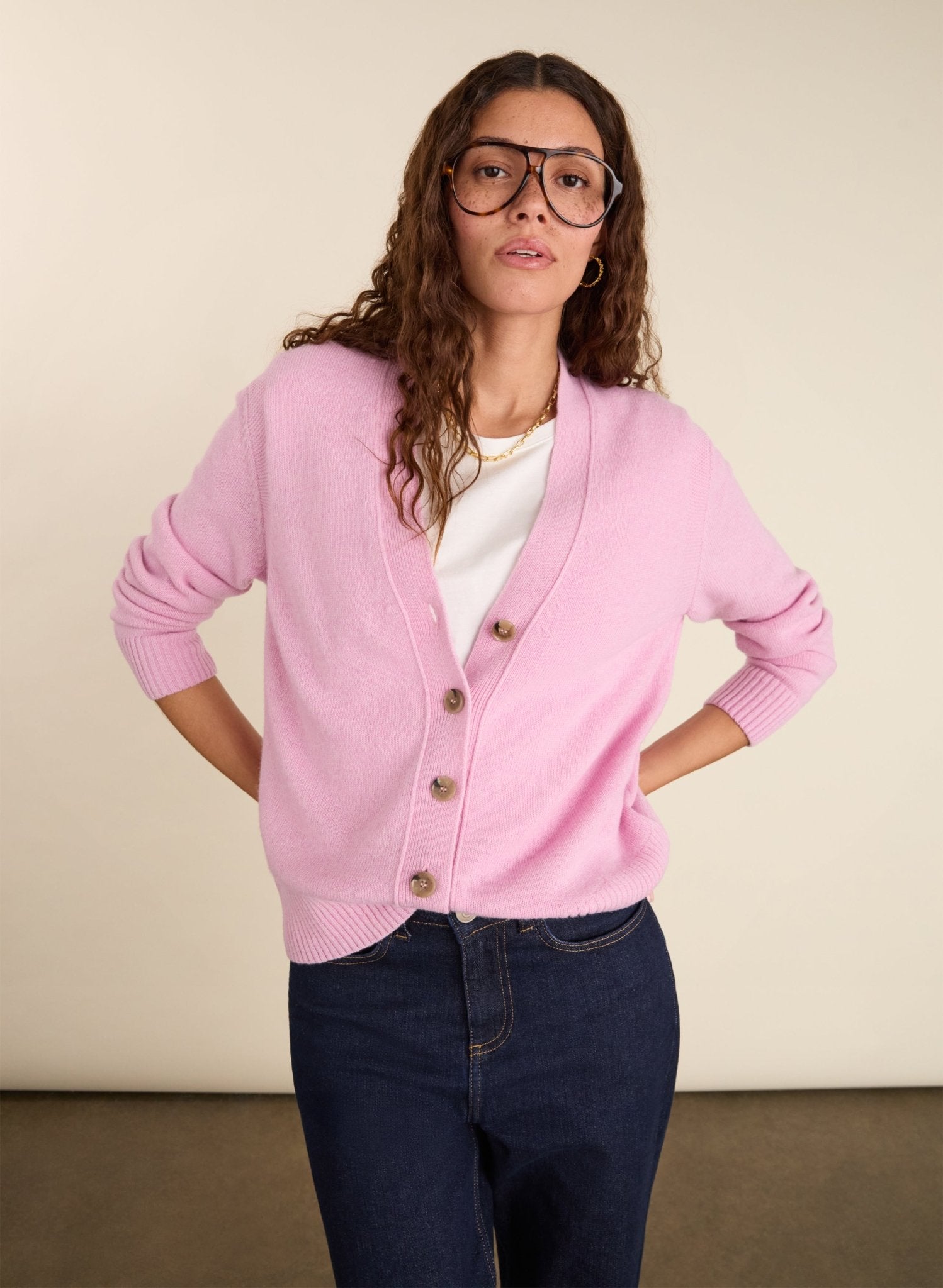 Celine V - neck Wool Blend Cardigan - Blossom Baukjen