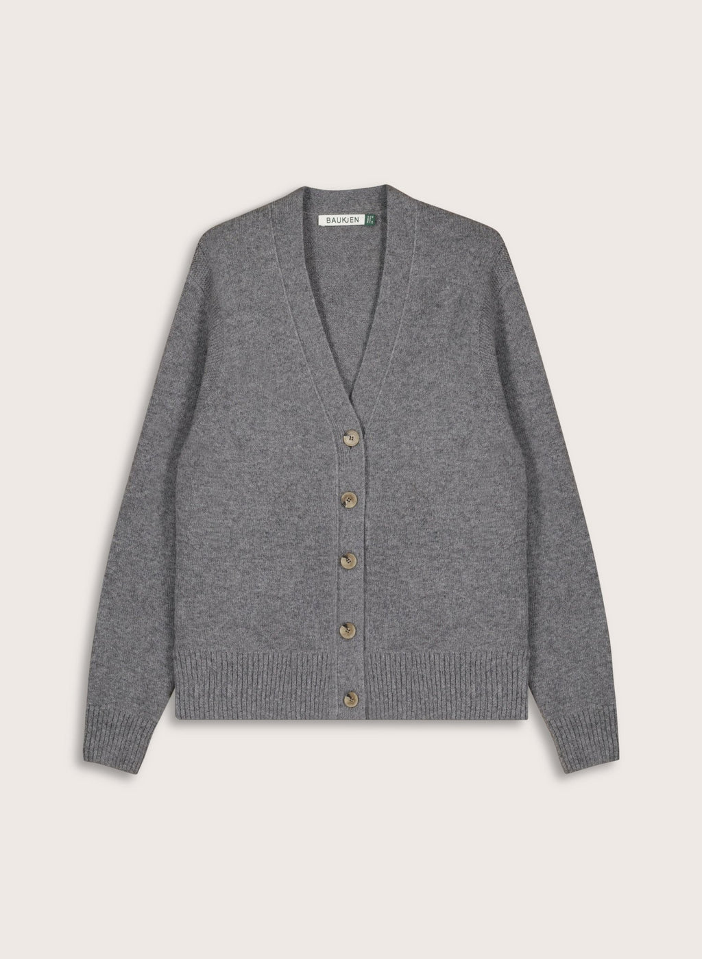 Celine V - neck Wool Blend Cardigan - Grey Marl Baukjen