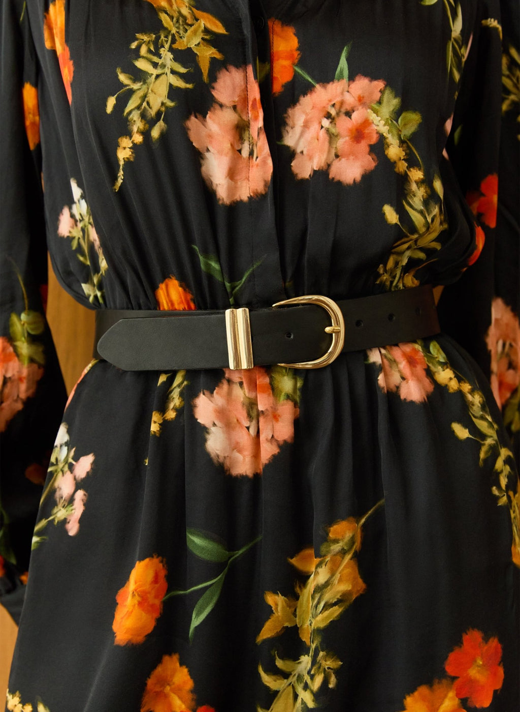 Cemile Printed Midi Dress - Black Floral Sprig Baukjen