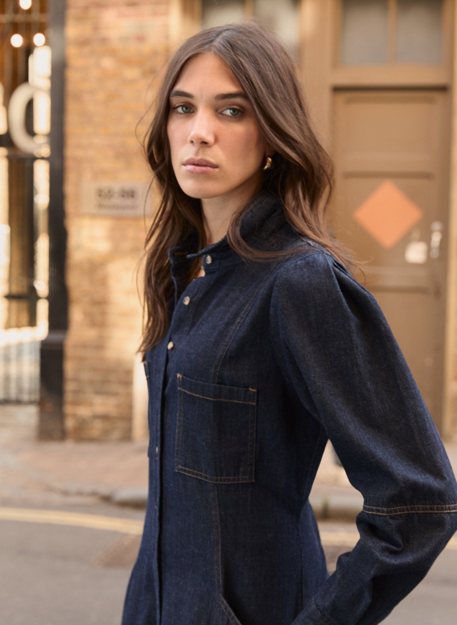Baukjen Channing Organic Denim Midi Dress Dark Denim
