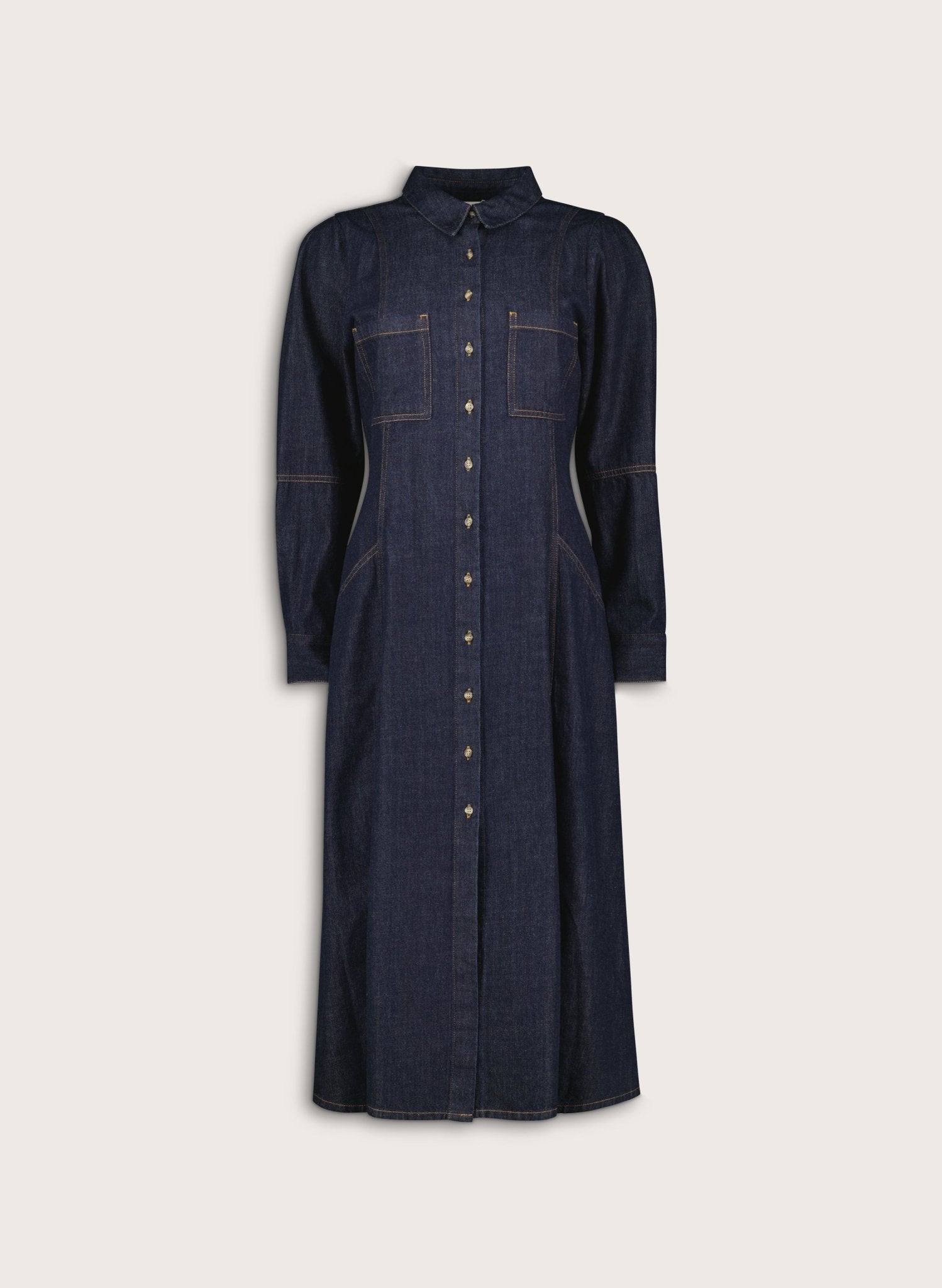 Channing Organic Denim Midi Dress - Dark Denim