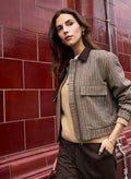 Charlie Puppytooth Bomber Jacket - Neutral Puppytooth Check Baukjen