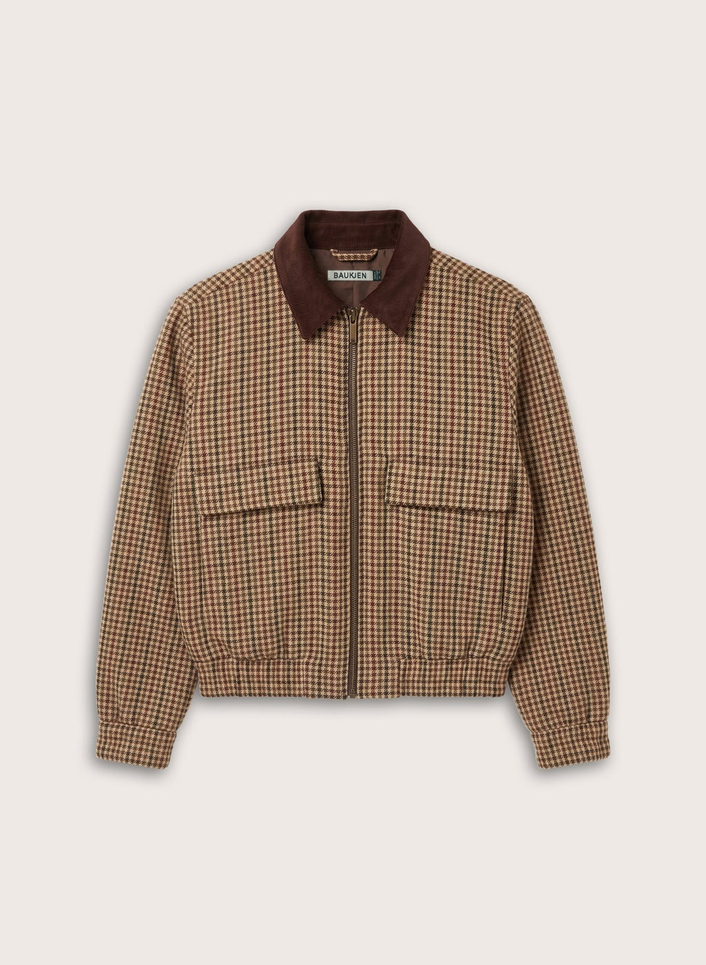 Charlie Puppytooth Bomber Jacket - Neutral Puppytooth Check Baukjen