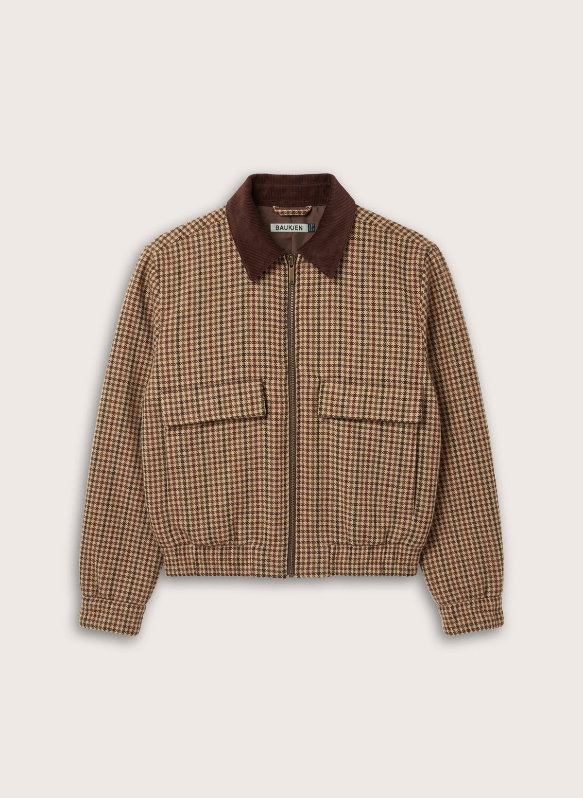 Charlie Puppytooth Bomber Jacket - Neutral Puppytooth Check Baukjen