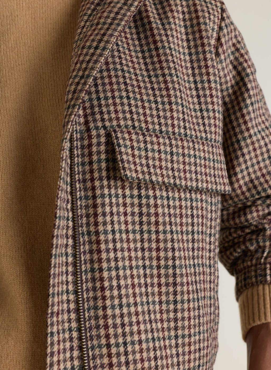 Charlie Puppytooth Bomber Jacket - Neutral Puppytooth Check Baukjen