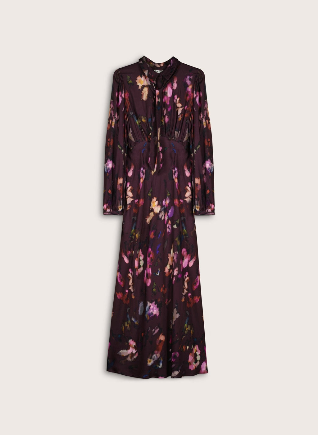 Charlotte Printed Midi Dress - Plum Watercolour Floral Baukjen