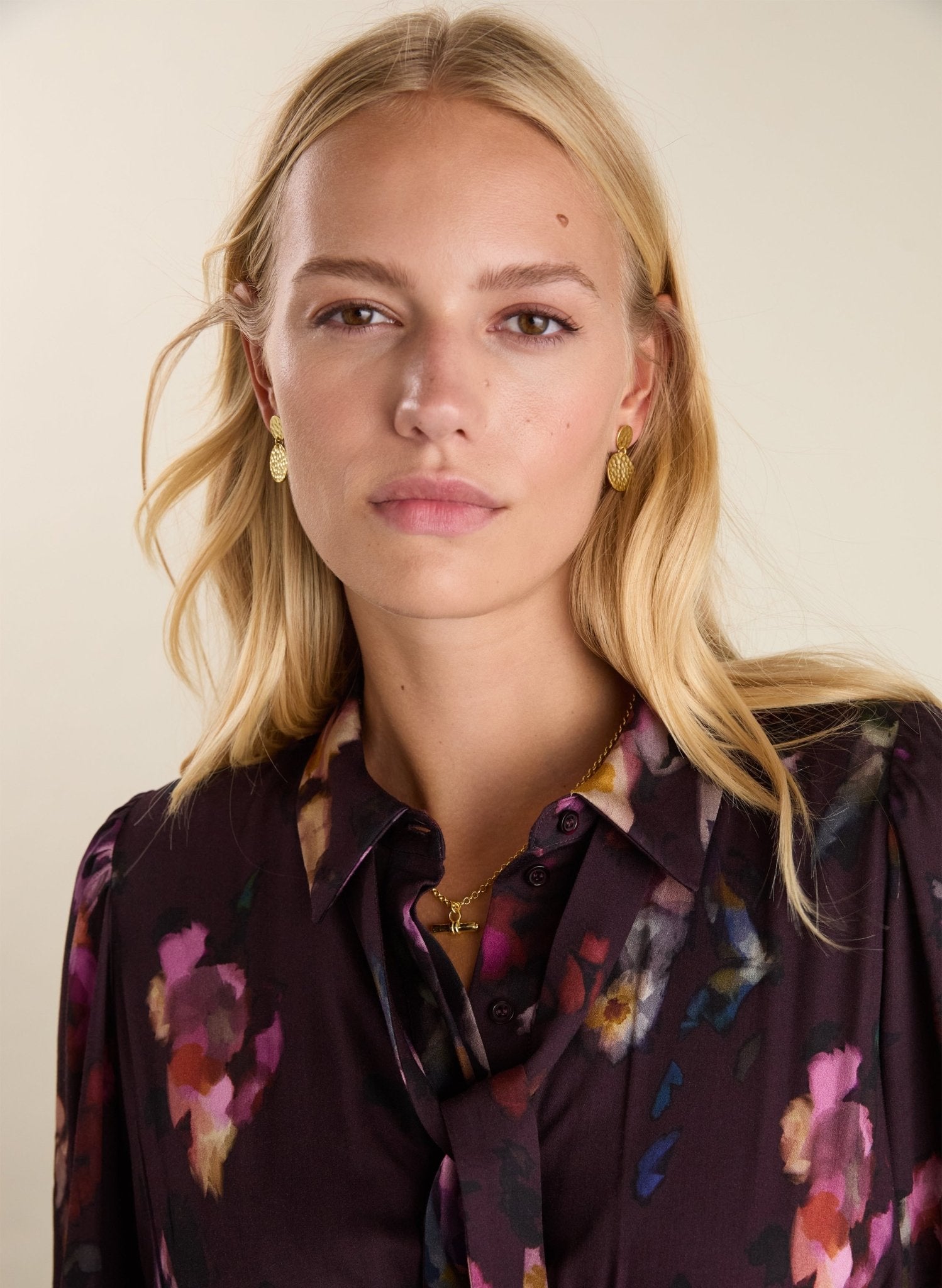 Charlotte Printed Midi Dress - Plum Watercolour Floral Baukjen