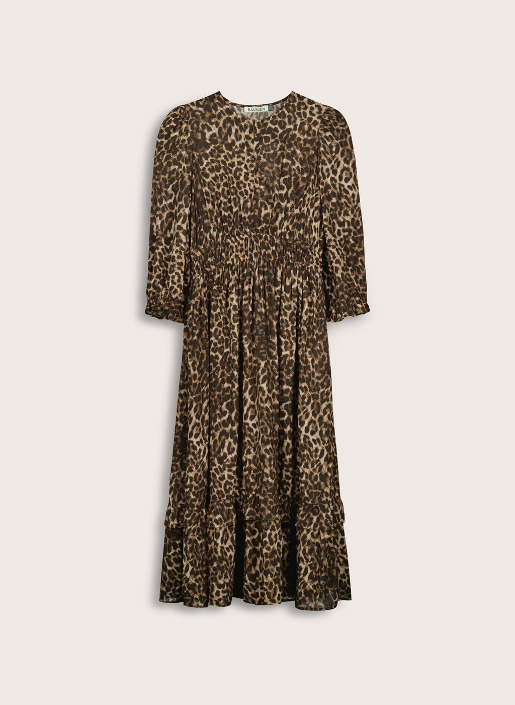 Christine Printed Midi Dress - Caramel Leopard Baukjen