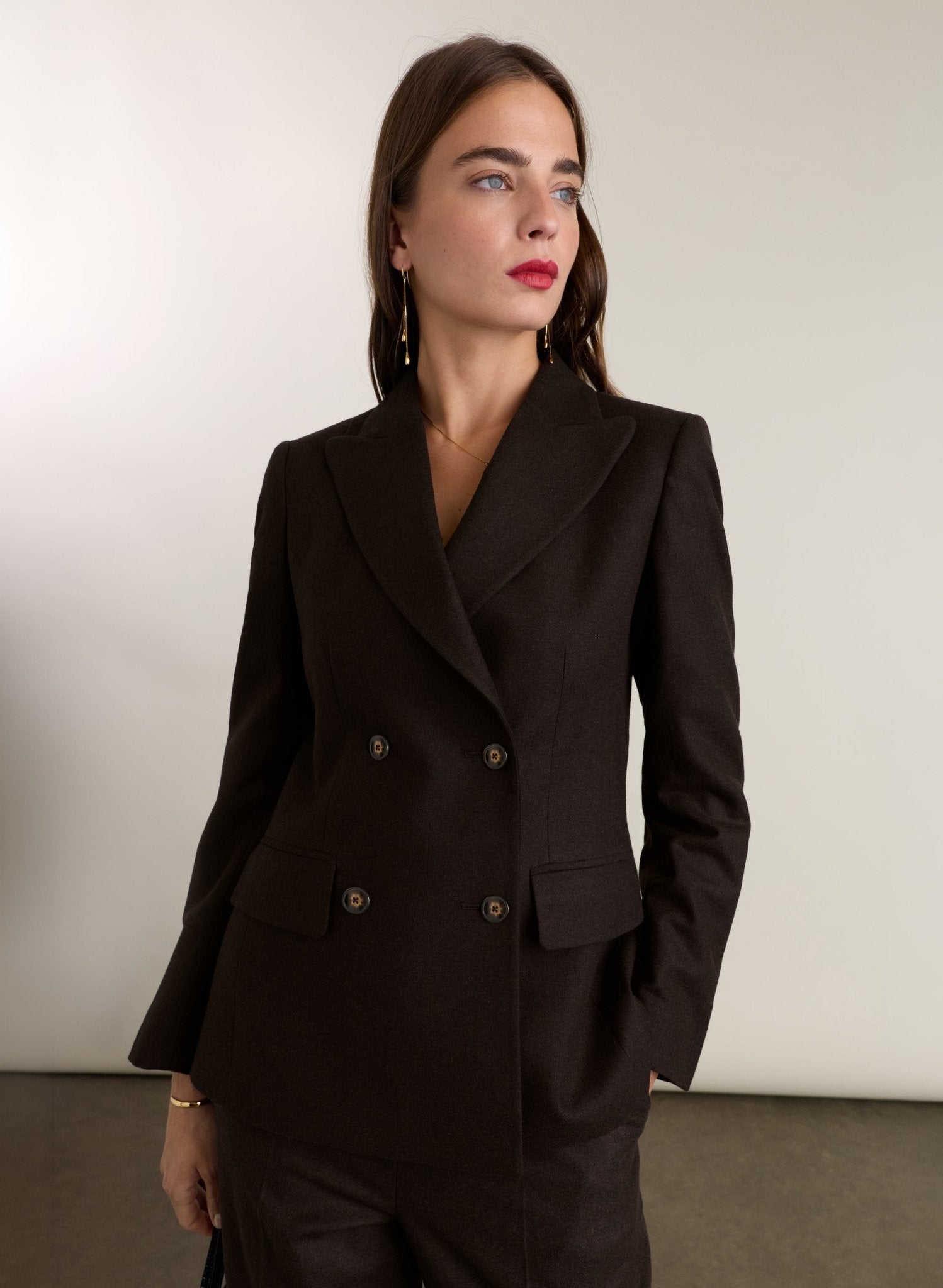 Cissy Wool Blend Blazer - Dark Chocolate Baukjen