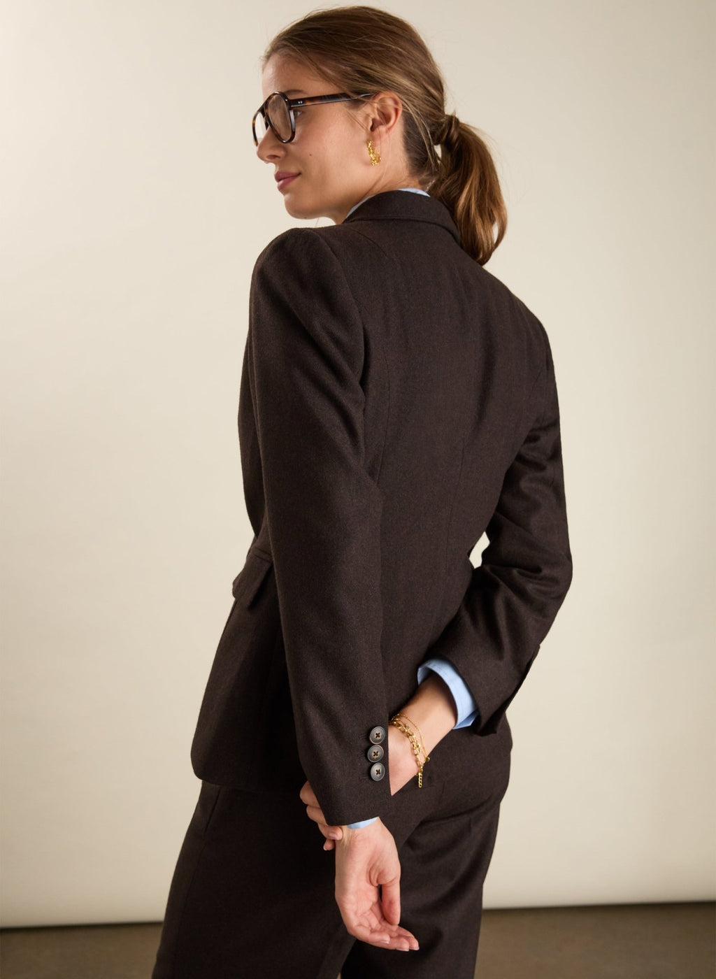 Cissy Wool Blend Blazer - Dark Chocolate Baukjen